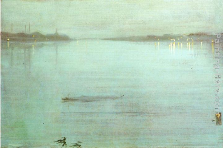 Nocturne- Blue and Silver painting - James Abbott McNeill Whistler Nocturne- Blue and Silver art painting